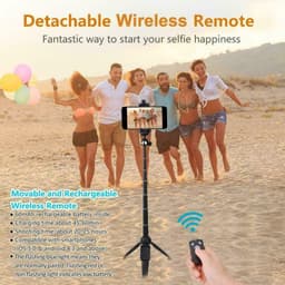 image-Selfie Stick Tripod 40" Bluetooth Remote Portable for iPhone and