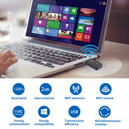 image-1300Mbps USB3.0 Wireless WiFi Adapter Dongle Dual Band 5G/2.4G Desktop