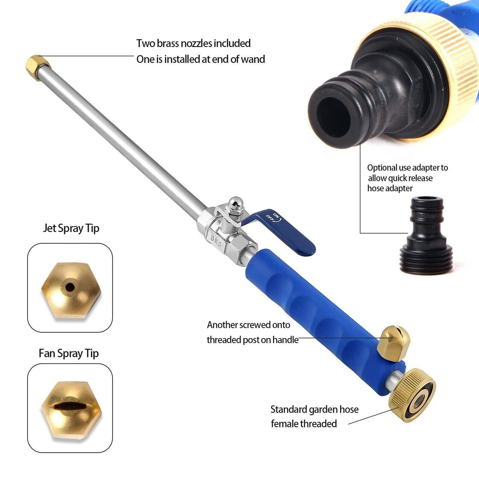 image-High Pressure Power Washer Water Spray Gun Nozzle Wand Attachment