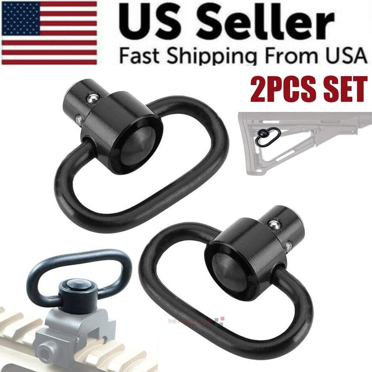 image-2PCS Heavy Duty Flush Push Button Quick Detach 1.25" Rifle QD Sling