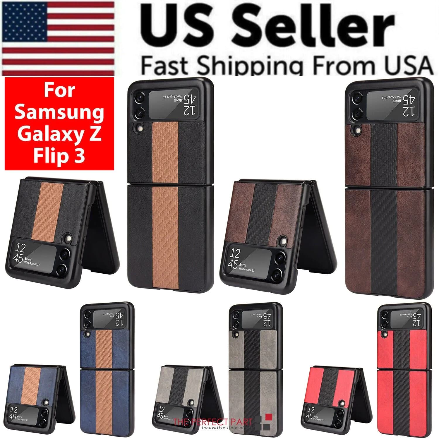 image-For Samsung Galaxy Z Flip 3 5G Slim Folding Leather Shockproof Phone