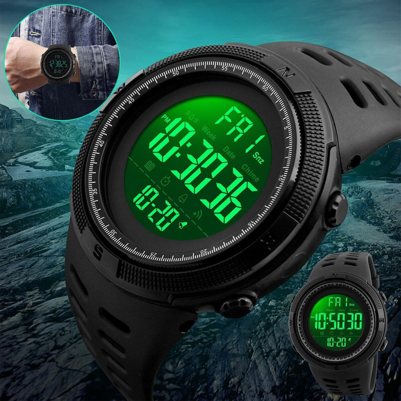 image-SKMEI Men's Digital Army Military Sport Quartz Analog Chrono