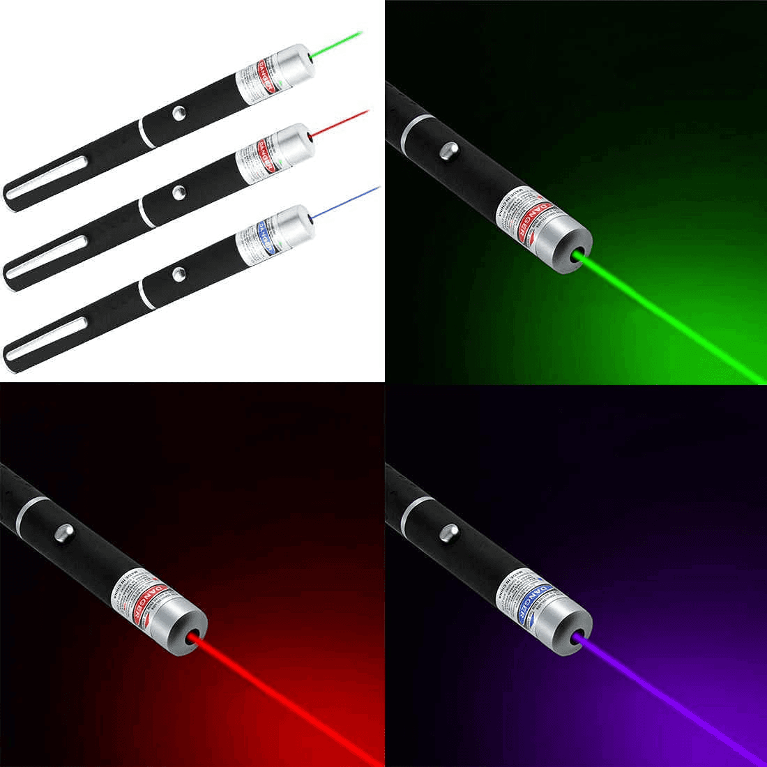 image-3 Packs 900Mile Laser Pointer Pen Green Blue Red Light Visible Beam
