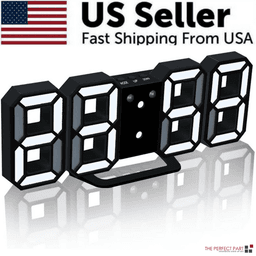 image-Digital 3D LED Big Wall Desk Alarm Clock Snooze 12/24 Hours Auto