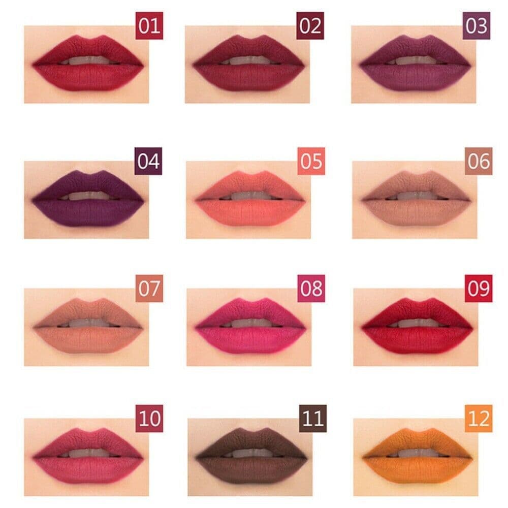 image-12Pcs Women Waterproof Lipstick Long Lasting Matte Lip Liner Pencil