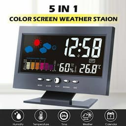 image-LED Digital Alarm Clock Snooze Calendar Thermometer Hygrometer Weather