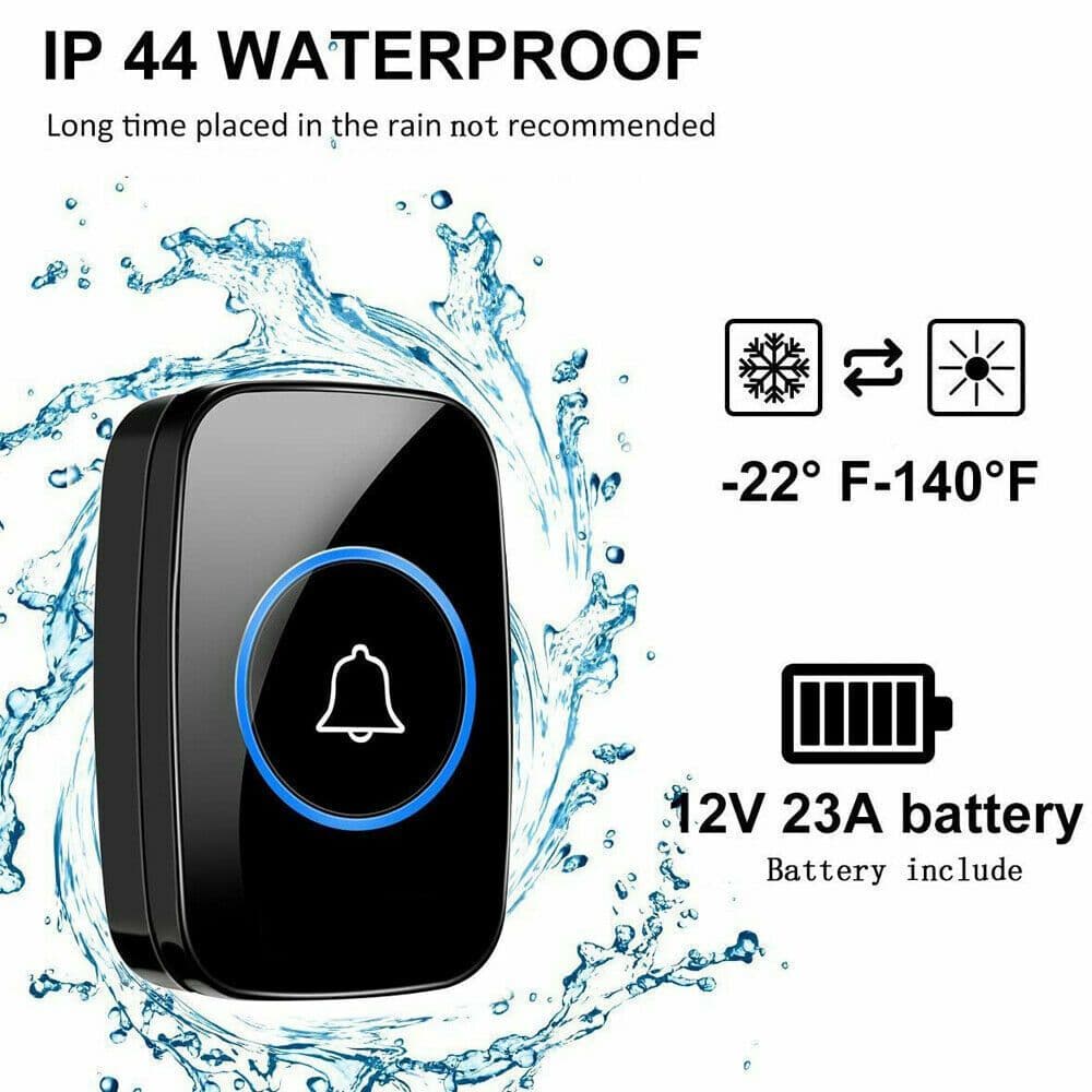 image-Wireless Doorbell Chime Waterproof Plugin Receiver Adjustable Volume