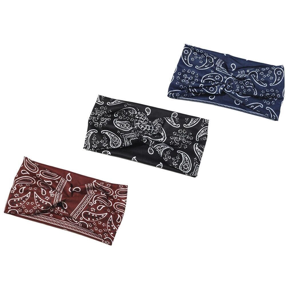image-3PCS Boho Headbands Leopard Hair Bands Knotted Turban Wraps Stripe