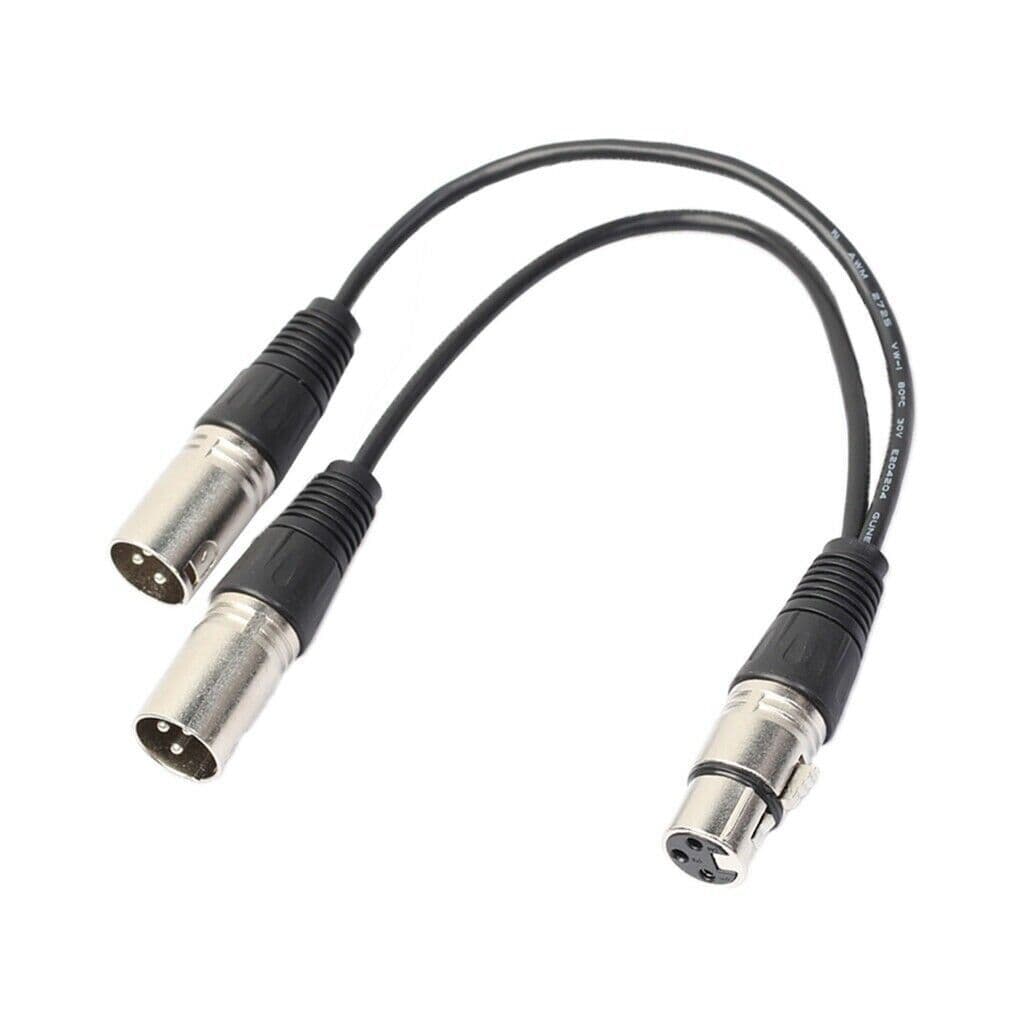 image-3Pin XLR Female Jack To Dual 2 Male Plug Y Splitter Cable Adapter
