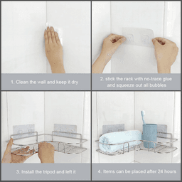 image-Shower Caddy Shelf Bathroom Corner Bath Storage Holder Organizer