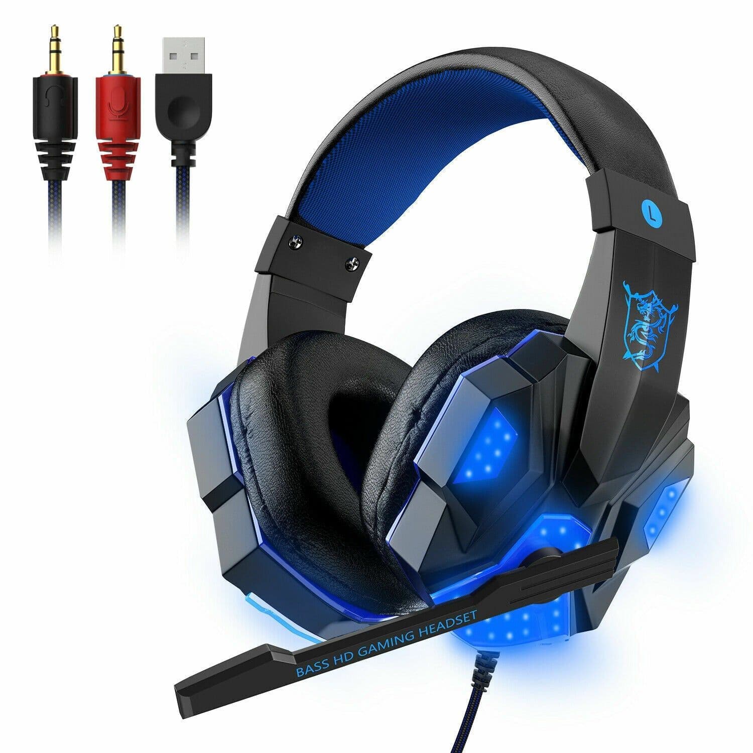image-3.5mm Gaming Headset Mic LED Headphones Stereo Bass Surround For PC