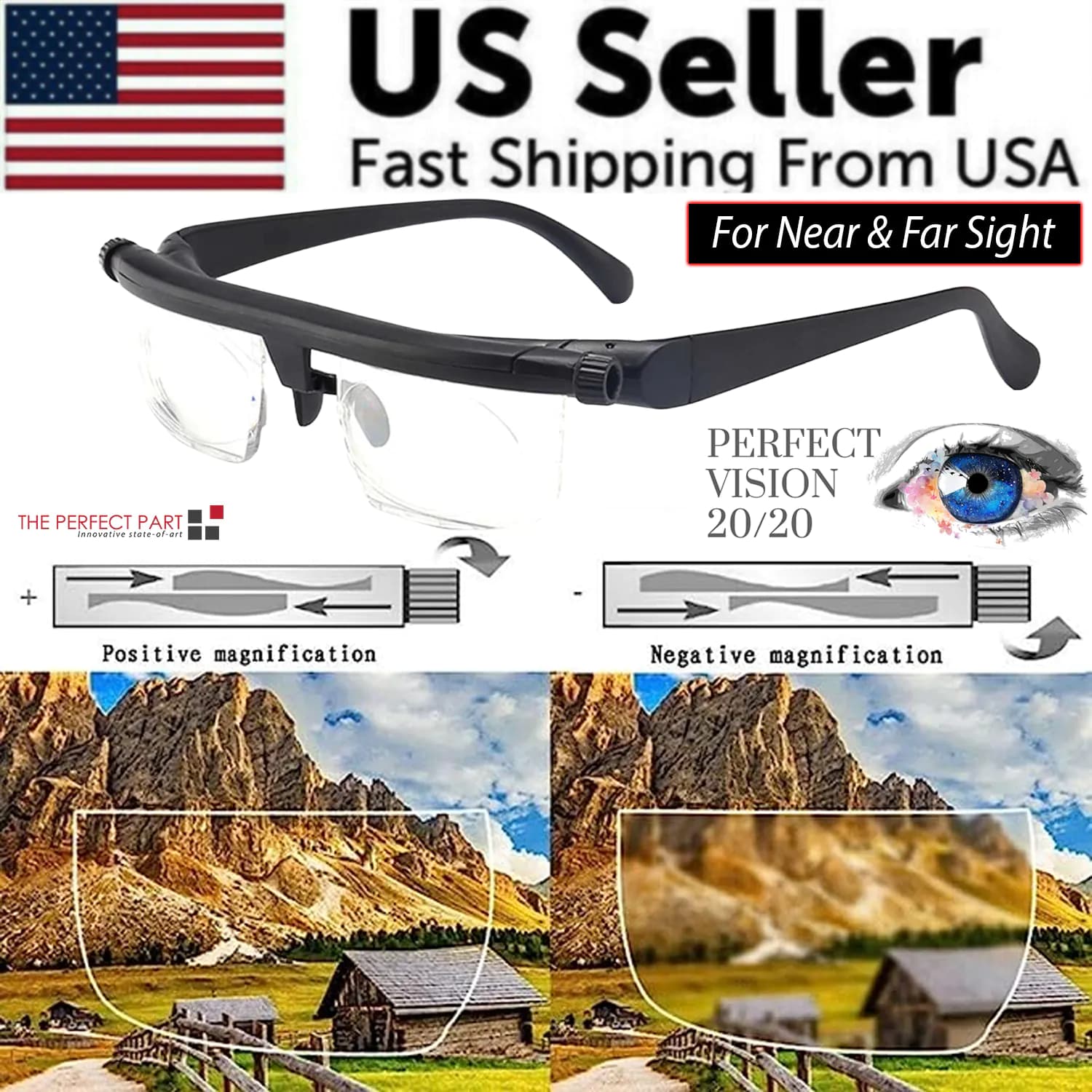image-Dial Adjustable Glasses Variable Focus For Reading Distance Vision