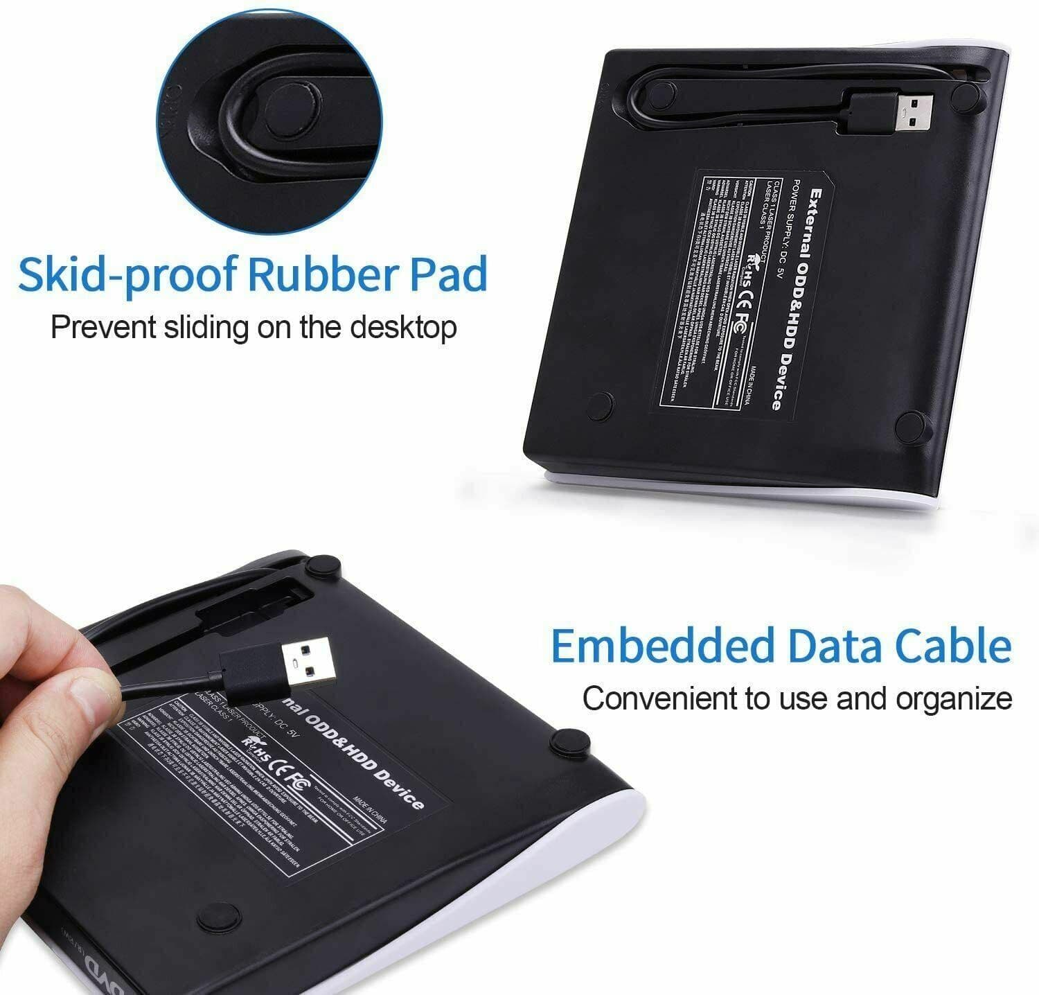 image-Slim External CD DVD Drive USB 3.0 Disc Player Burner Writer For