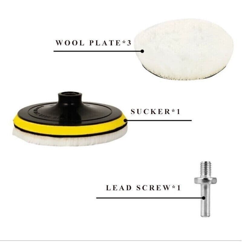 image-5PCS 6" Buffing Polishing Pad Wool Wheel Mop Kit For Car Polisher