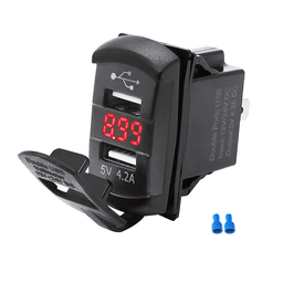 image-12V Dual USB Charger Socket LED Voltage Voltmeter Rocker Switch Panel