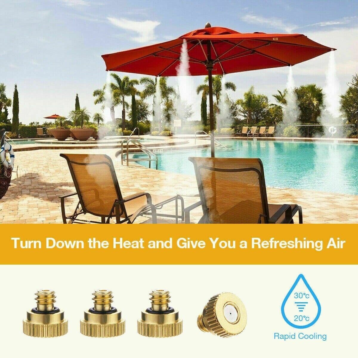 image-20x Brass Misting Nozzles Mister Sprinkler Outdoor Cooling System