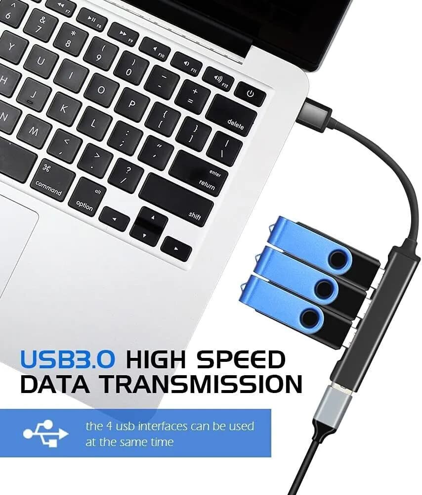 image-USB-C Type C to USB 3.0 4 Port Hub Splitter For PC Phone Mac iPad