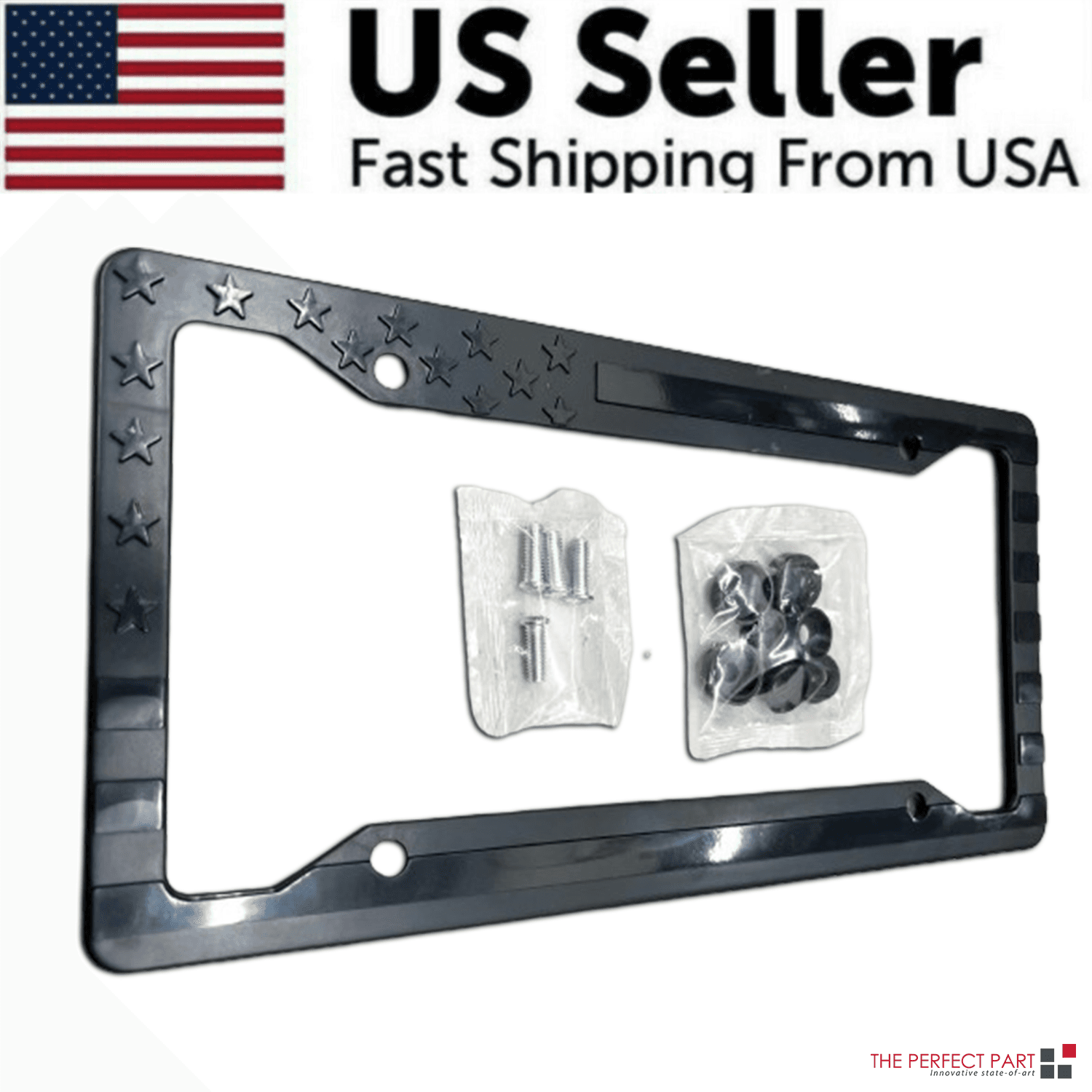 image-1X Black 3D USA American Flag License Plate Frame Holder Auto Car Tag