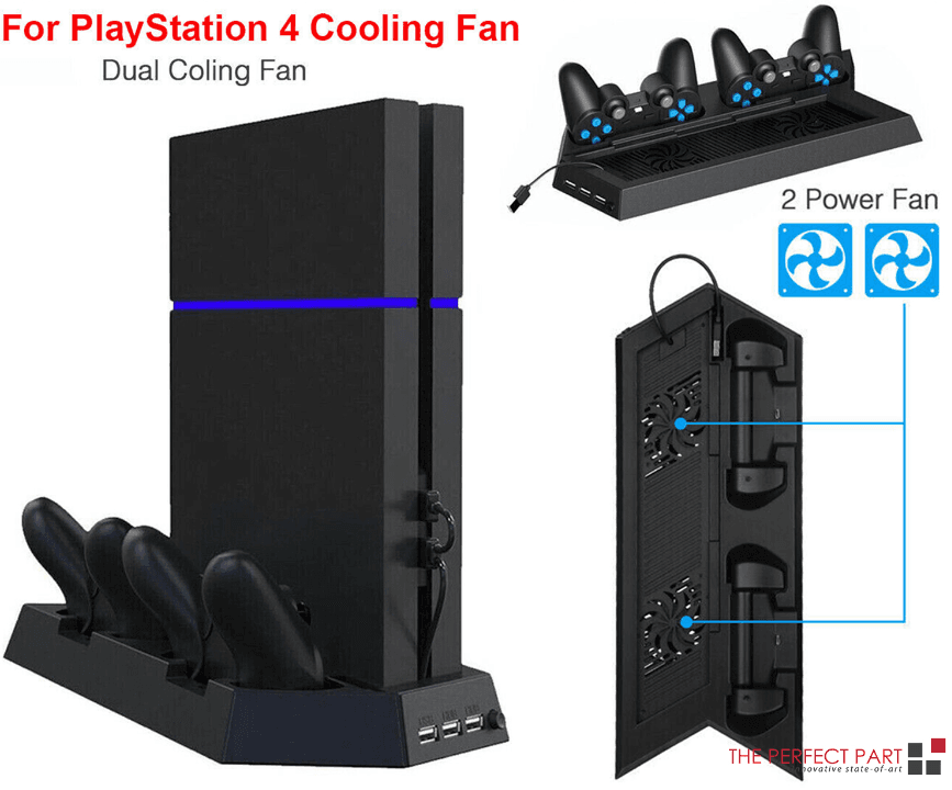 image-PS4 Cooling Station Vertical Stand 2 Controller Charging Dock For