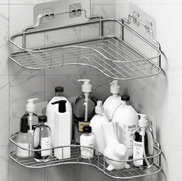 image-Shower Caddy Shelf Bathroom Corner Bath Storage Holder Organizer