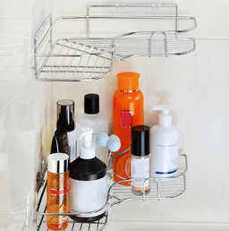 image-Shower Caddy Shelf Bathroom Corner Bath Storage Holder Organizer