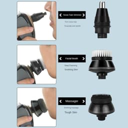 image-5-in-1 Rotary Electric Shaver 4D Rechargeable Bald Head Hair Beard