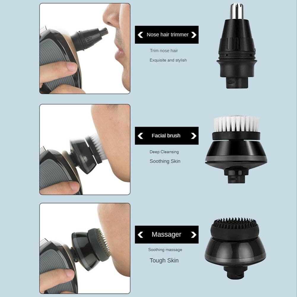 image-5-in-1 Rotary Electric Shaver 4D Rechargeable Bald Head Hair Beard