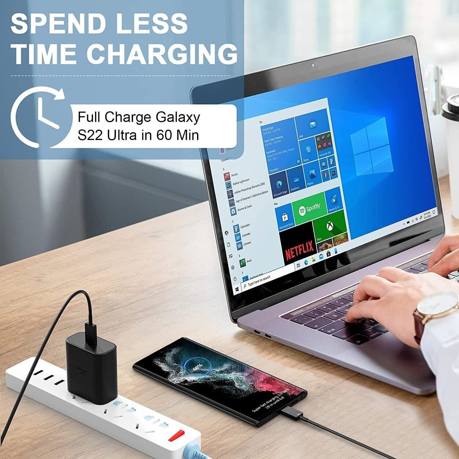 image-45W USB-C Super Fast Wall Charger 10FT Cable For Samsung Galaxy S20