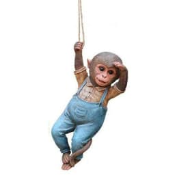 image-Monkey Chimp Hanging Rope Garden Ornament Outdoor Statue Sculpture