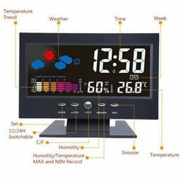 image-LED Digital Alarm Clock Snooze Calendar Thermometer Hygrometer Weather