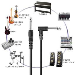 image-2 PACK 10FT Electric Patch Cord Guitar Amplifier Amp Cable Right Angle