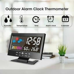 image-LED Digital Alarm Clock Snooze Calendar Thermometer Hygrometer Weather