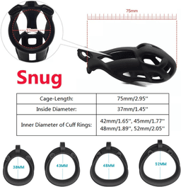 image-Male Chastity Cage Lock Device Kit W/ 4 Rings Virginity Device 5 Sizes
