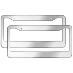 image-2PCS Chrome Stainless Steel Metal License Plate Frame Tag Cover With