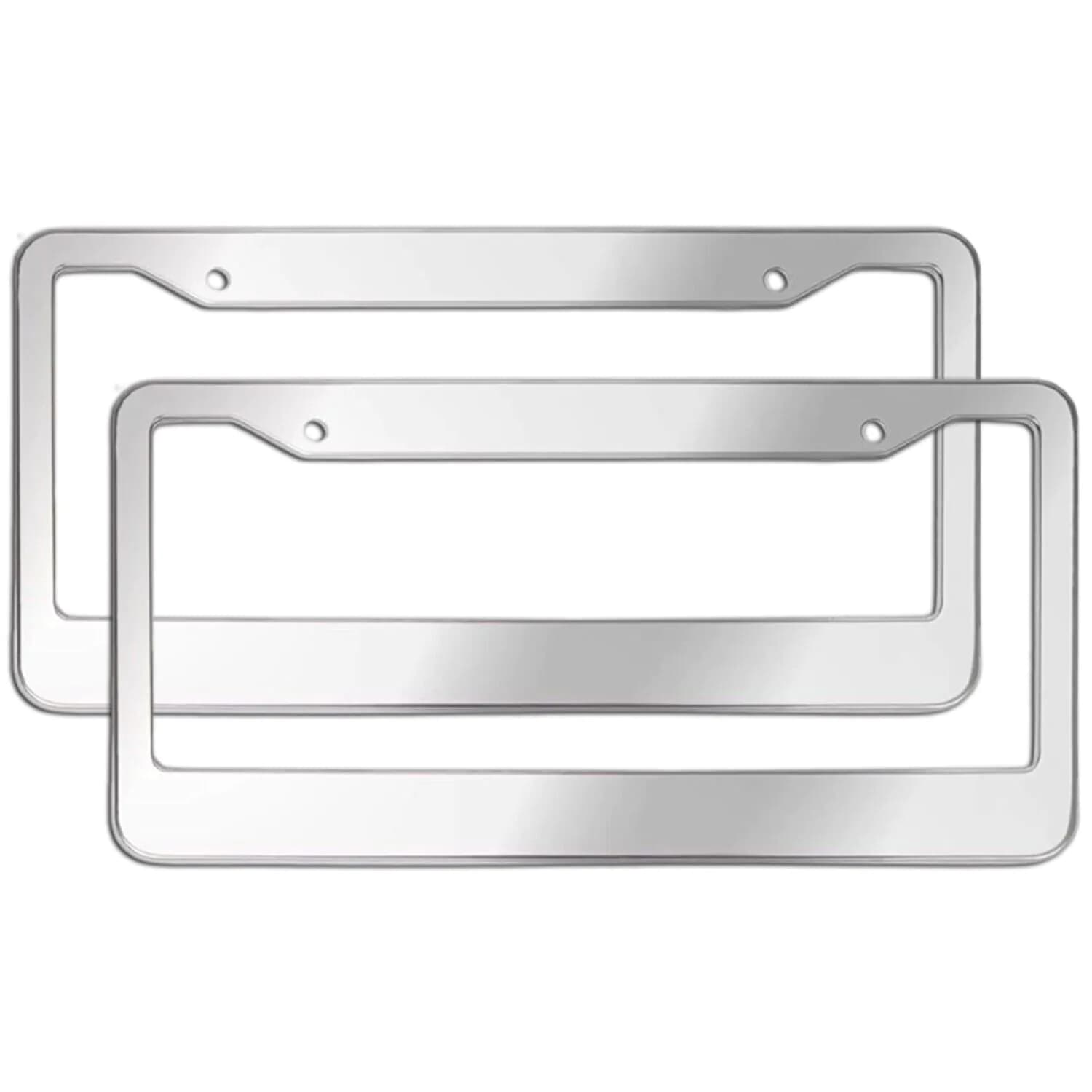 image-2PCS Chrome Stainless Steel Metal License Plate Frame Tag Cover With