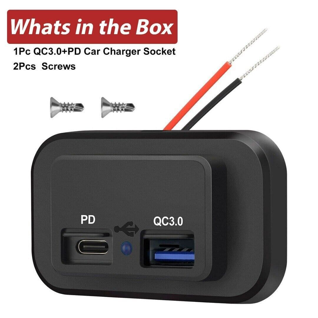 image-12-24V 4.8A Dual USB PD QC3.0 Car Boat RV Fast Charger Socket LED