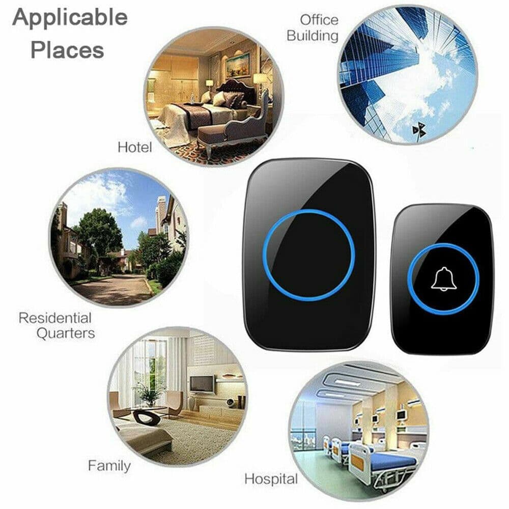 image-Wireless Doorbell Chime Waterproof Plugin Receiver Adjustable Volume