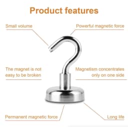 image-10 Pack Dia Strong Magnetic Hook Hanger N52 Neodymium Clamping Magnet