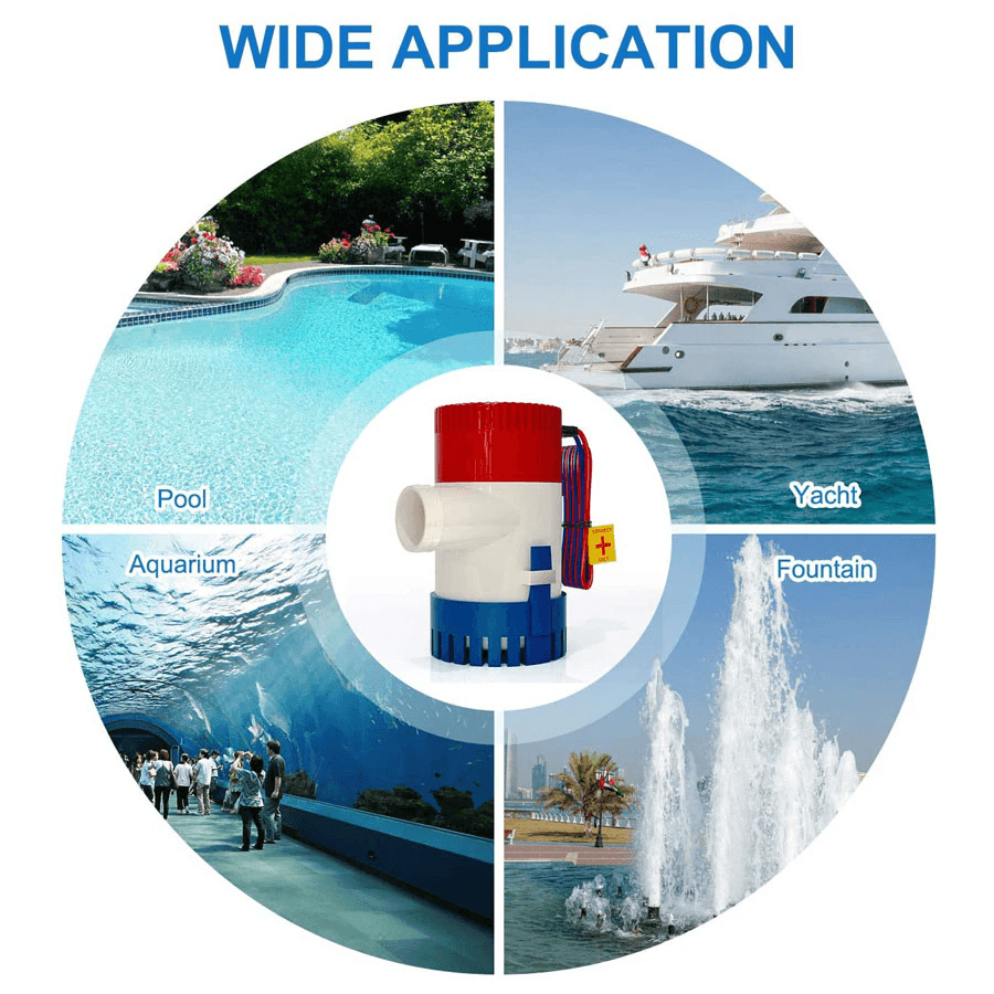 image-1100GPH 12V Electric Marine Submersible Bilge Sump Water Pump For Boat