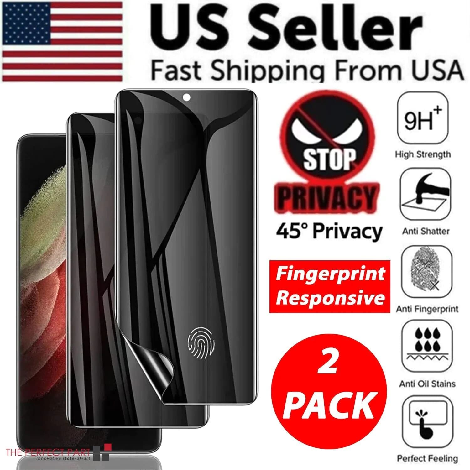 image-2-Pack Anti-Spy Privacy Hydrogel Screen Protector For Samsung S23
