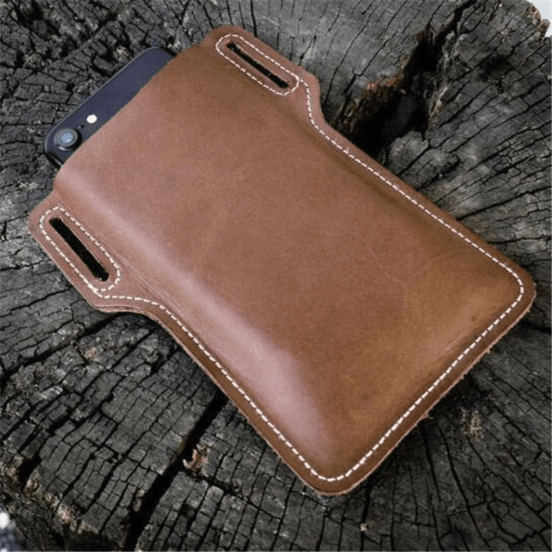 image-Men Cell Phone Belt Pack Bag Loop Waist Holster Pouch Case Leather
