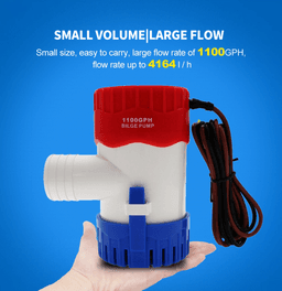 image-1100GPH 12V Electric Marine Submersible Bilge Sump Water Pump For Boat