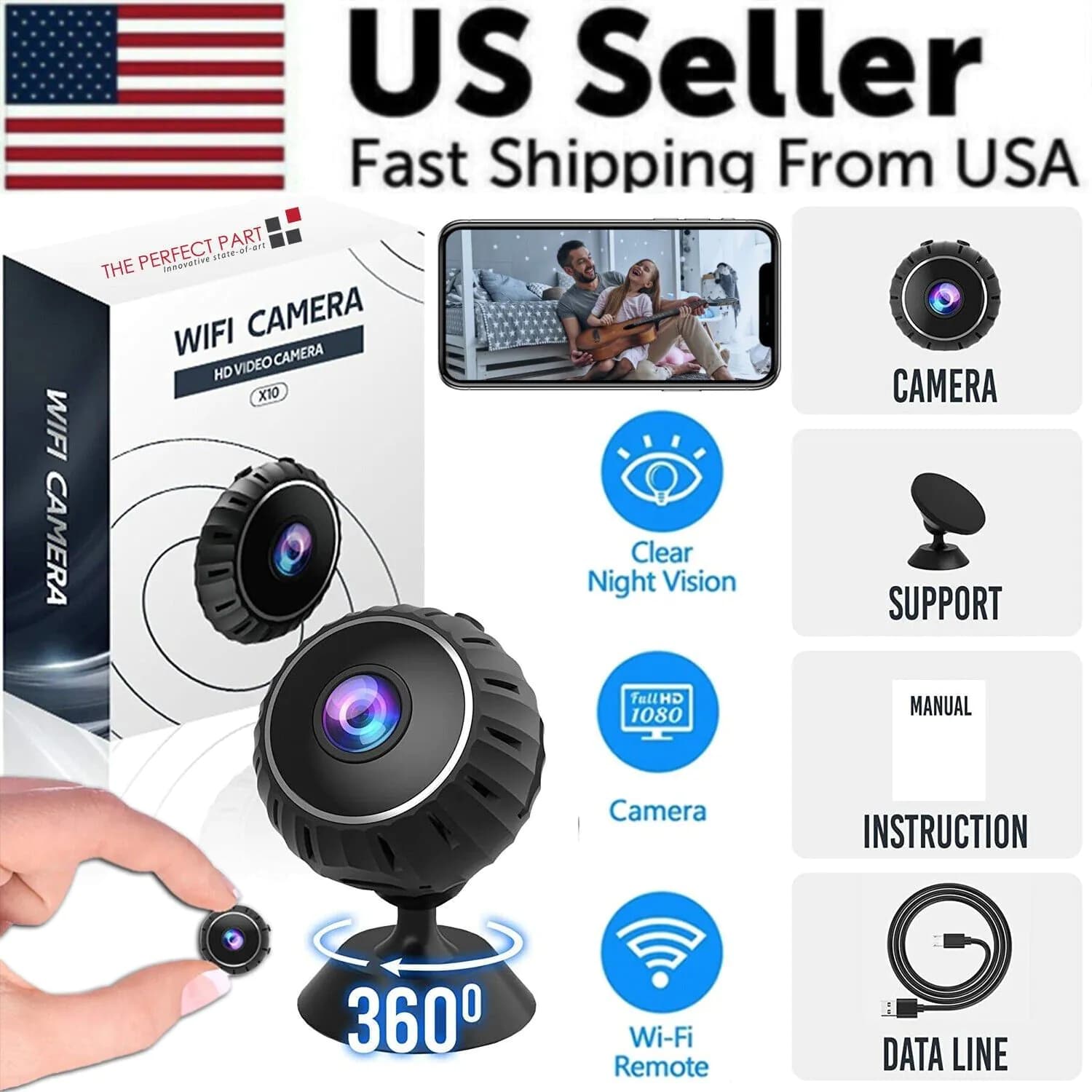 image-Mini Hidden Spy Nanny Camera Wireless Nanny Cam WiFi Home Security HD