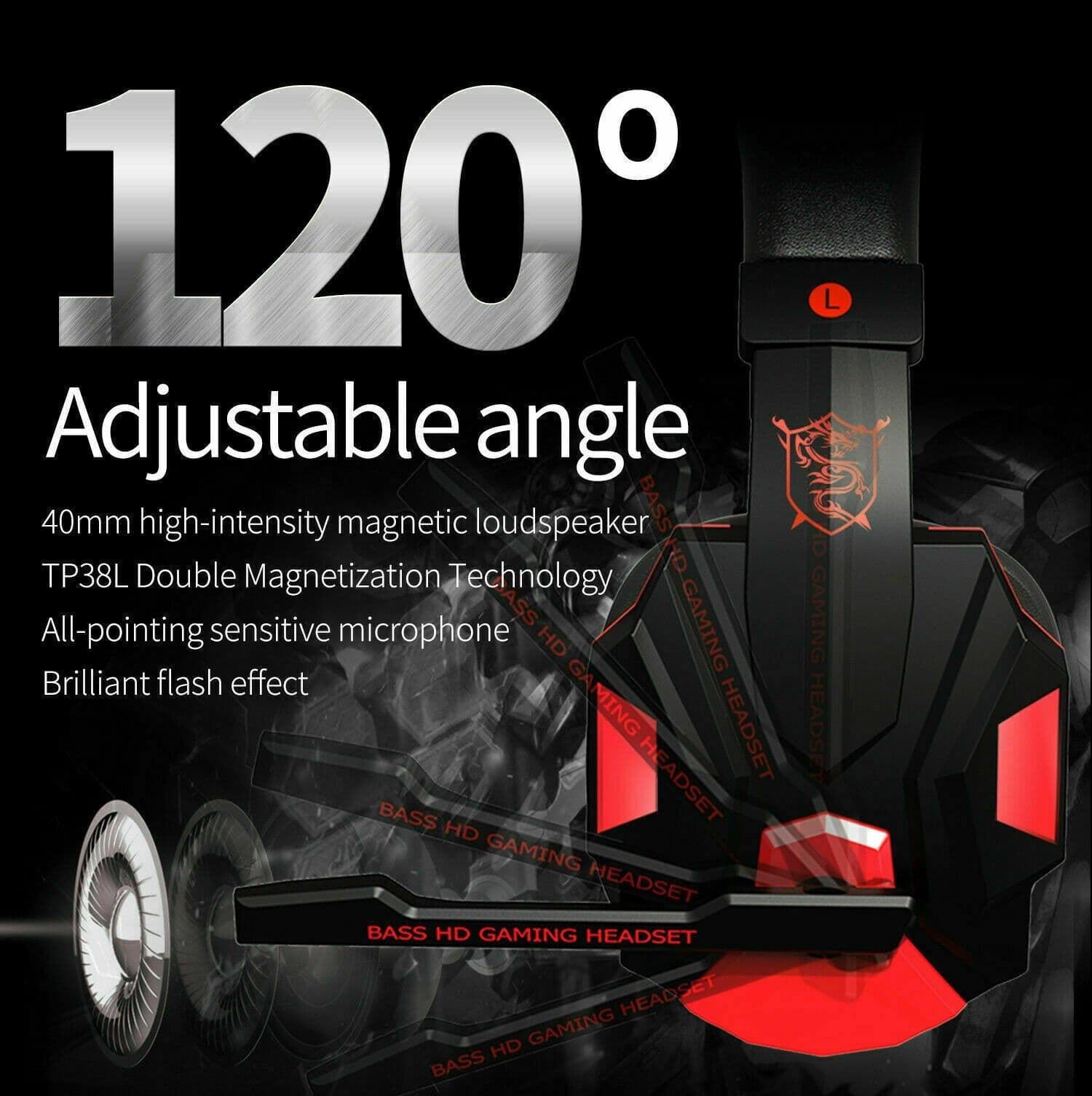 image-3.5mm Gaming Headset Mic LED Headphones Stereo Bass Surround For PC