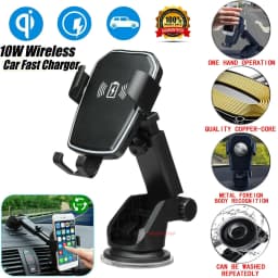 image-Qi Wireless Fast Charging Car Charger Mount Holder Stand 2 in 1 For
