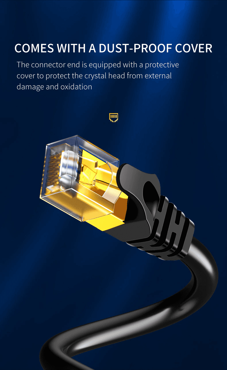 image-Cat 8 Ethernet RJ45 Cable Super Speed 40Gbps Patch LAN Network Gold