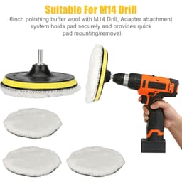 image-5PCS 6" Buffing Polishing Pad Wool Wheel Mop Kit For Car Polisher