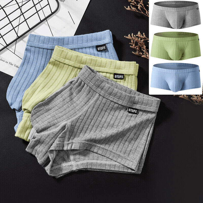 image-Men's Sexy Underwear Low waist Briefs U Pouch Boxers Striped Shorts
