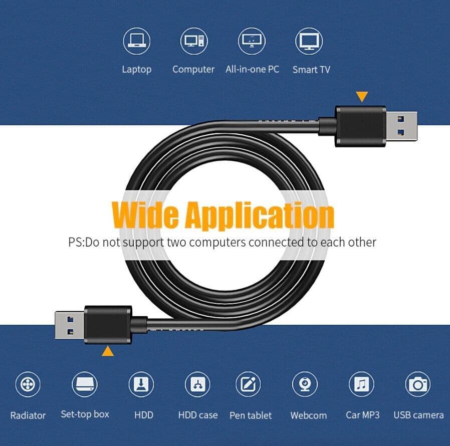 image-USB 3.0 A Male to A Male Cable Data Transfer Super Speed Power Charger