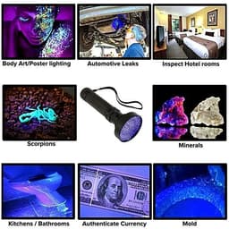 image-UV Ultraviolet Light 100 LED Flashlight BlackLight 395nM Inspection